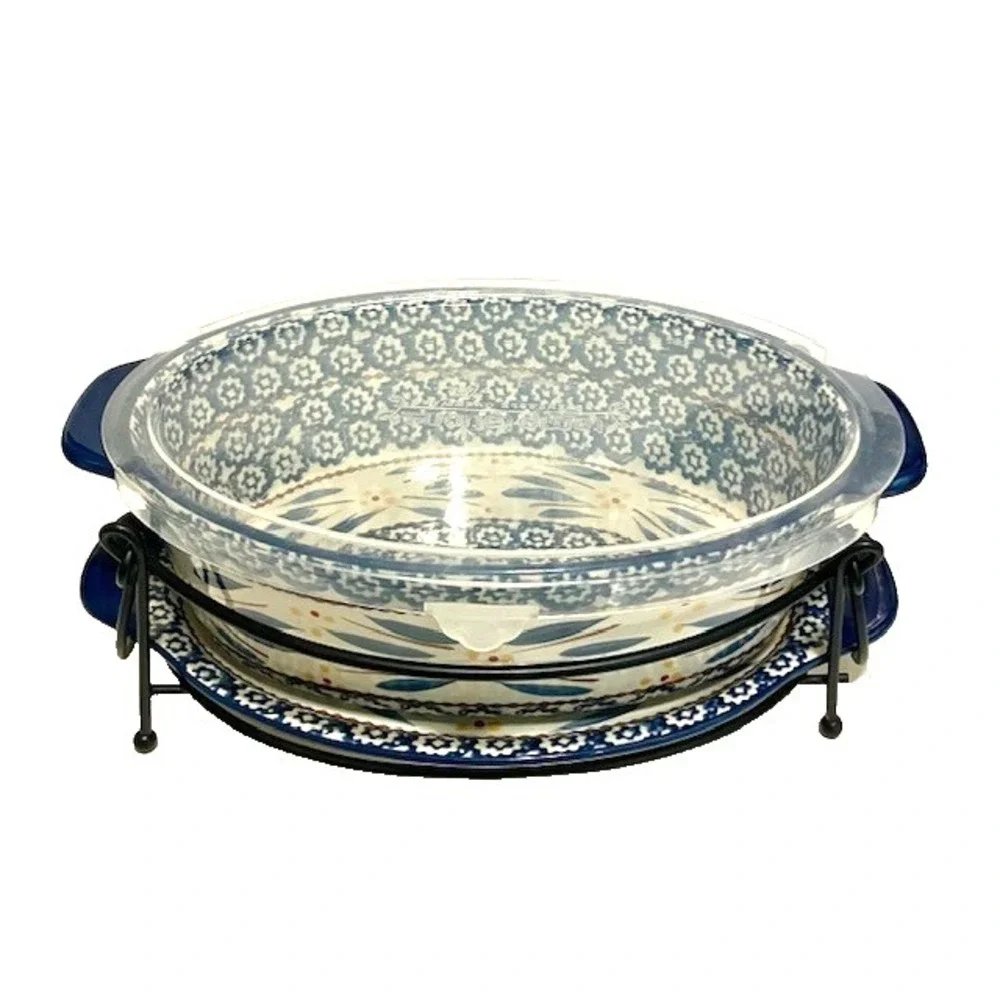 Temp-tations Presentable Ovenware By Tara Old World Blue 2 Qt Baking Casserole
